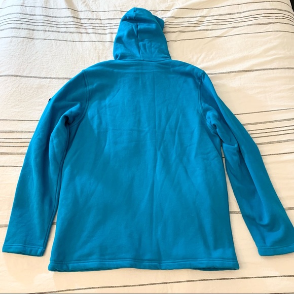 The North Face Blue Teal Snap Zipper Hooded Fleece Lined Jacket Size M - Picture 3 of 9